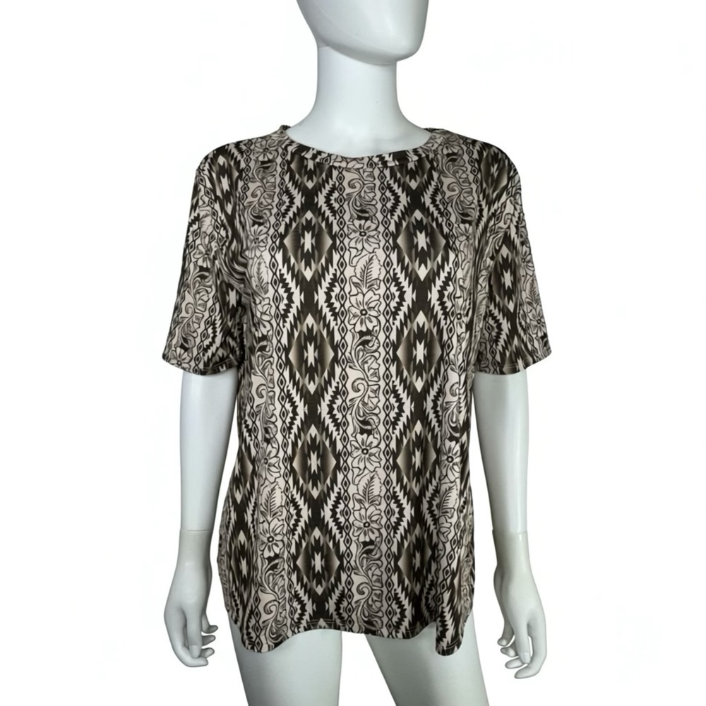 Lucky & Blessed Southwest and Buckle Floral Design Top